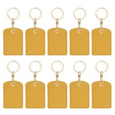 10pcs Leather Keychain,70mm Sublimation Keychain Blanks,Rectangular,Yellow