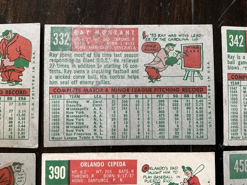 1959 Topps Baseball SAN FRANCISCO GIANTS 6 Cards Orlando Cepeda Bill White - Picture 10 of 14