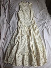 H M tie-back midi dress Yellow  Black Dots BNWT