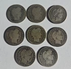 Barber Dimes, Lot of 8 1905-1916 90% Silver