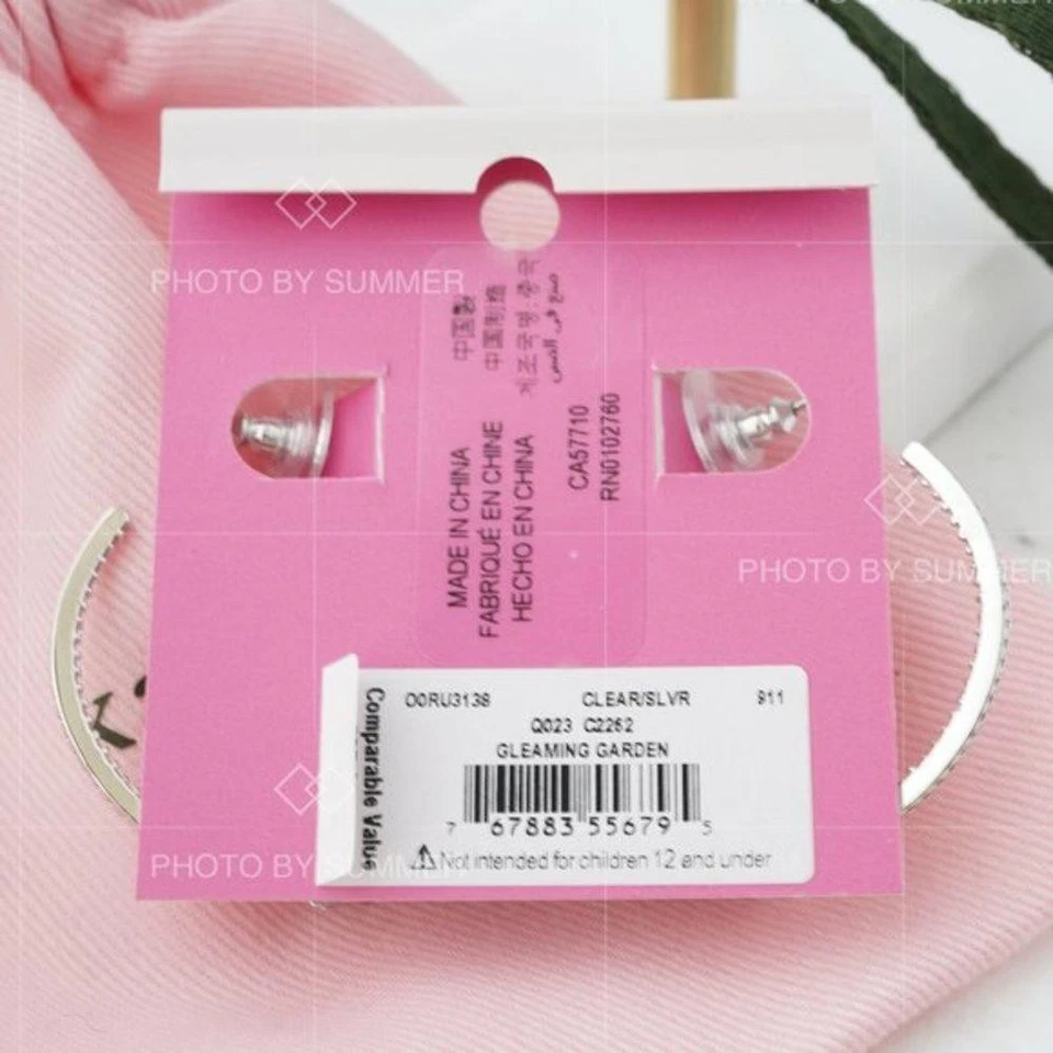 Pendientes aros Kate Spade brillantes con flores de gardenia plateados Foto 2 de 4