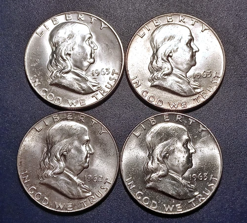 Lot of (4) Choice/Gem BU Franklin Half Dollars