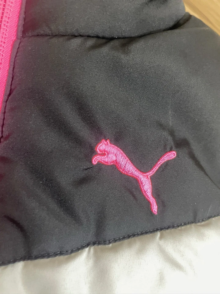 Chaleco acolchado con cremallera completa negro/rosa/blanco Puma para niñas talla M 10/12 Foto 3 de 4
