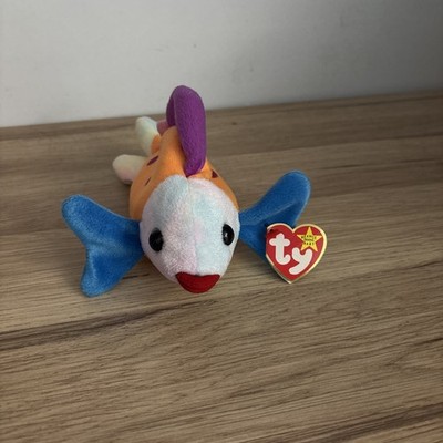 LIPS the Colourful FISH 20cms Plüsch Beanie Stofftier von TY Beanie Babys mit Etikett