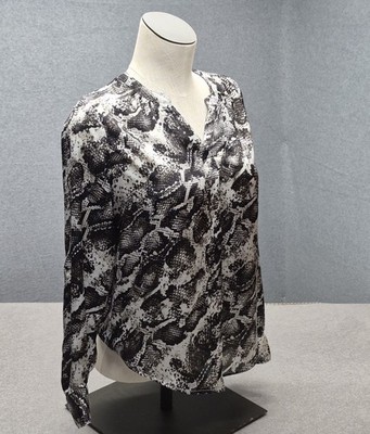 Simply Vera Vera Wang Top Womens XS Gray Black Snakeskin Animal Print Cowl Neck