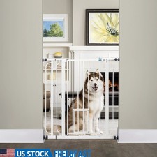 Extra Tall Walk Through Pet Gate W/ Small Door Extension Kit Safety Lock New