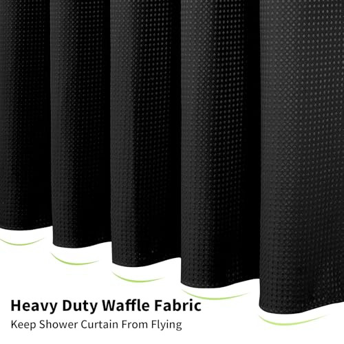 256GSM Waffle Weave Heavy Duty Shower Curtains, No Hook Shower Curtain with - Picture 5 of 8