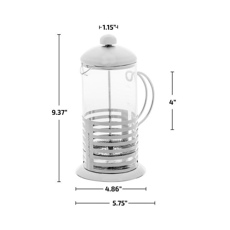 French Press Coffee Maker Heat Resistant Glass Carafe 4 Level Filtration Scoop