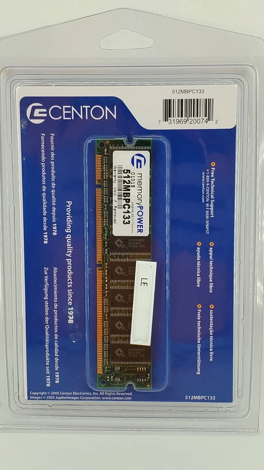 (SEALED) Centon 512 MB DIMM SDRAM Memory (512MBPC133) - Image 3 of 4