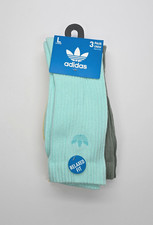 Adidas Men's 3pk Relaxed Fit Crew Socks Trefoil, Size L Mint Sage Yellow