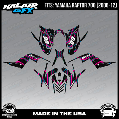 Graphics Kit for YAMAHA RAPTOR 700 (06-12) 16 MIL Electron Series - Magenta