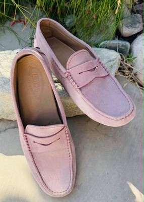 TOD S Men s UK 9/US 10 Gommino Suede Driving Loafers Moccasin Shoes Pink