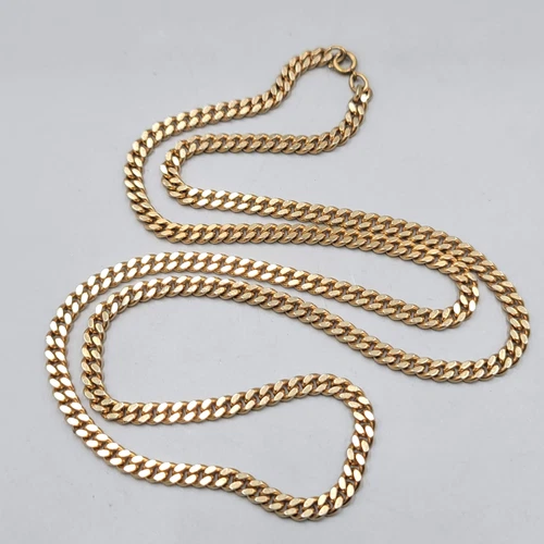 Vintage Long Heavy Curb Link Chain Necklace Gold tone Estate Costume Jewelry 32"