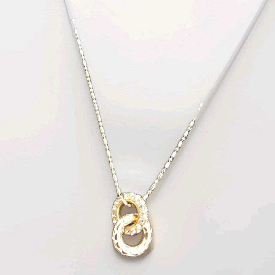 Брайтон гальки блокировки кругов Pave кристалл серебряная пластина ожерелье - Изображение 3 из 4