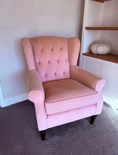 Next Sherlock Buttoned Velvet Blush Pink Accent/ Armchair Chair