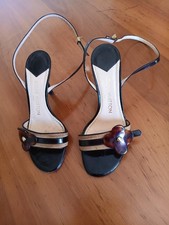 LOUIS VUITTON ITALY LV CHARM FLOWER BROWN LEATHER/CAMEL SUEDE SANDALS 35.5/36