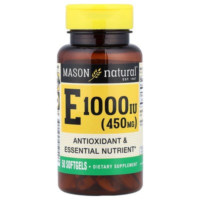 Vitamin E, 450 mg (1,000 IU), 50 Softgels