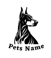 Personalised Doberman Pinscher Dog Vinyl Sticker Window Mirror Wall Car Laptop