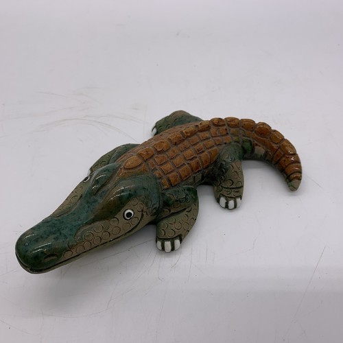 Vintage Casals Peru Handmade Clay Glazed Pottery Alligator Figurine - Picture 7 of 8