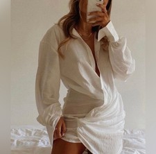 House of CB Carys shirt dress in White Size Small New with Tags!