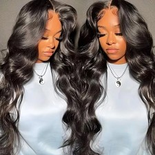 13x4 HD Transparent Lace Front Wig Brazilian Human Hair Wigs Wave 180% Density