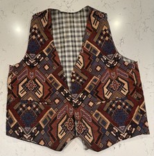 Vintage Southwestern Open Vest With Plaid Interior 22 Pit To Pit