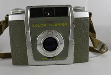 c1958-9 Ansco Color Clipper 120 Film Camera With Case & Flash Gun UNTESTED USA