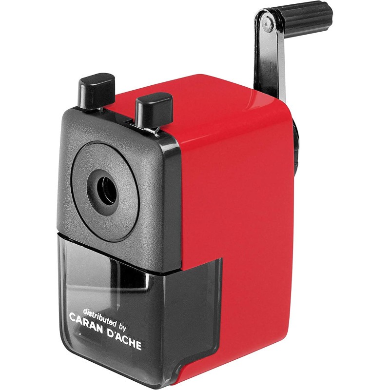 Taille-crayon rouge à manivelle et grande machine de bureau compacte