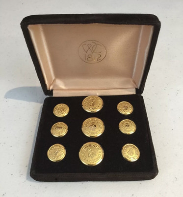 RARE Set 9 Courvoisier Cognac Buttons 24K Gold Plated Waterbury Button Co