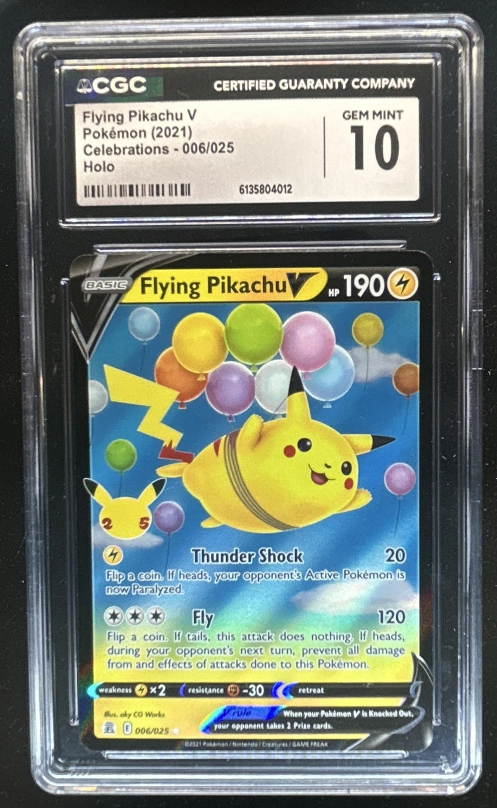 2021 Pokemon SWSH Celebrations Flying Pikachu V Holo #006/025 CGC 10