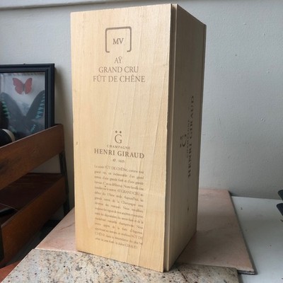 Henri Giraud Champagne Bottle Wood Gift Box Ay Grand Cru Fut De Chene