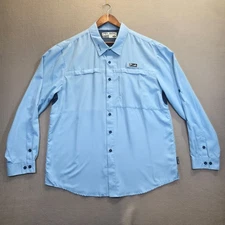 Pelagic Eclipse Guide Shirt Blue Button Up Offshore Men's Fishing Shirt Size XL
