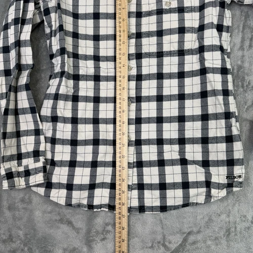 CC Filson Flannel Lightweight Button Up Shirt Black Gray White Men’s Medium - Imagen 6 de 6