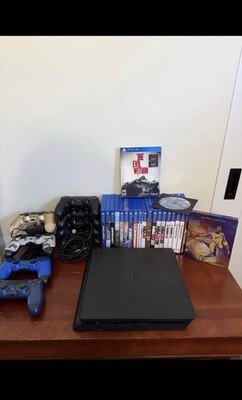 Sony PlayStation 4 Slim 1TB Black 8 Controllers 17 Games Bundle Tested Working