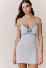 LoveShackFancy Novara Tweed Mini Dress Blue Sz 12