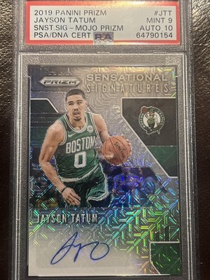 2019-20 Panini Prizm Jayson Tatum Sensational Signatures Mojo /25 PSA 9 Auto 10