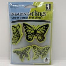 Inkadinkado Inkadinkaclings 4 Piece Rubber Cling Stamp Set Butterflies 60-60004