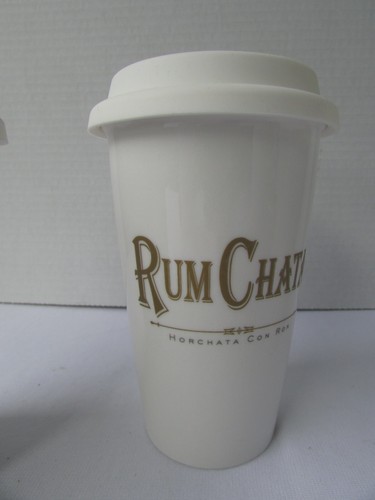 Set Of 2- Rum Chata Ceramic Travel Coffee Mug Silicone Lid 5.5" Tall - Picture 8 of 17