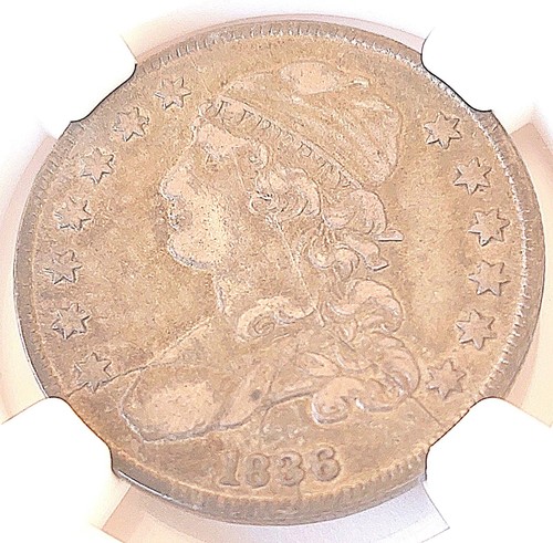 1836 25 Cents, B-3, R.1, NGC VF 35, nice silver coin, rare # 1859, #58-20