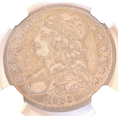 1836 25 Cents, B-3, R.1, NGC VF 35, nice silver coin, rare        # 1859, #58-20