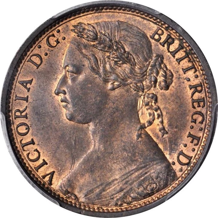 GREAT BRITAIN VICTORIA 1874-H  PENNY COIN, UNCIRCULATED, CERTIFIED PCGS MS65-RB - Image 2 of 4