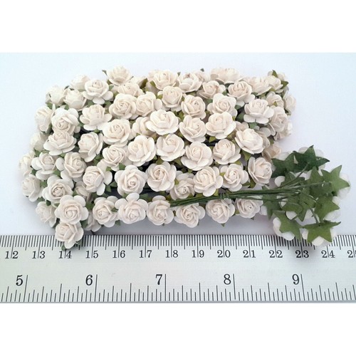 100 Mixed 3 Sizes Yellow White Paper Flowers 1cm, 1.5cm, 2cm toppers R283-48 - Picture 3 of 3