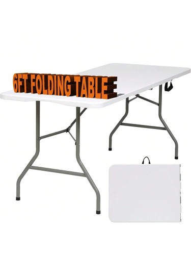 6 Ft Plastic Folding Table - Perfect for Indoor/Outdoor Dining & Parties