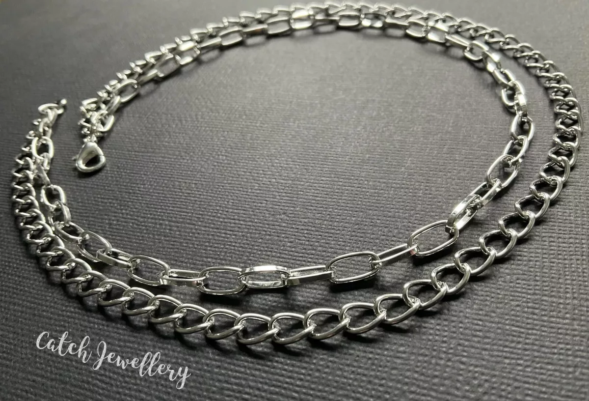 Amazon.com: YERTTER Punk Multi-Layered Cuban Curb Chunky Chain Silver  Choker Necklace Thick Choker Hip Hop Street Eboy Choker Necklace Gift :  Clothing, Shoes & Jewelry