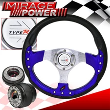 Hub Adapter + Quick Release + Blue Fusion Style Steering Wheel For 09-11 Genesis