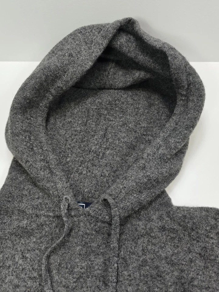 Polo Ralph Lauren 100% lã de cordeiro malha com capuz pulôver macio cinza tamanho G masculino - Imagem 4 de 4