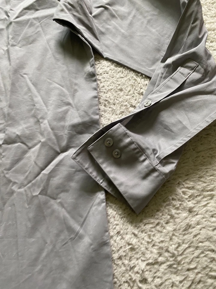 Camisa Reaction Kenneth Cole Hombre Manga Larga Abotonada Gris Talla 15 32/33 Foto 2 de 4