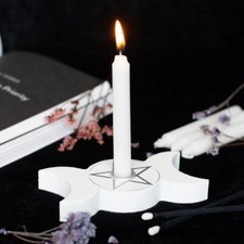 Kerzenhalter Kerzenständer für Magic Spell Candles Triple Moon Gothic Wicca weiß