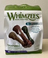 Whimzees Brushzees Natural Dental Chews Dog Brushing 48 count Size XS