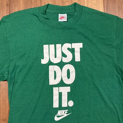 Nike Men Sz XL 44-46 Green Just Do It Grey Tag Tee Vintage 90s USA